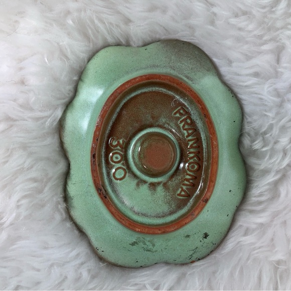 FRANKOMA GREEN PRAIRIE FOUR LEAF CLOVER CANDLE HOLDER - Picture 3 of 5